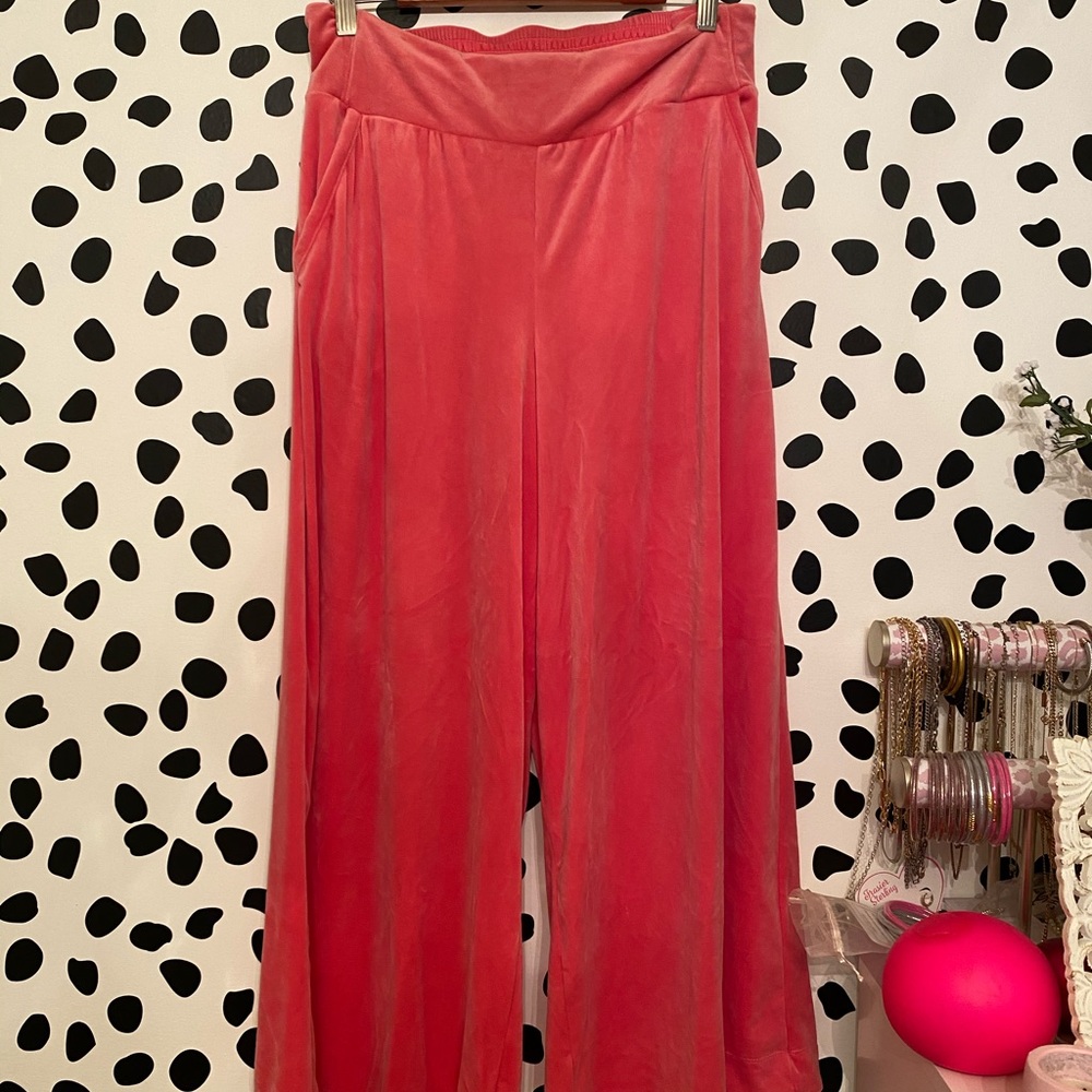 Hot pink velour lounge pants- Anthropologie